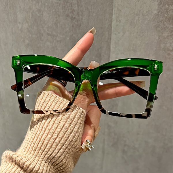 Y2k Oversized Glasses Clear Lens Leopard Frame For Daily Decoration Transparenr Minimalist Style For Women